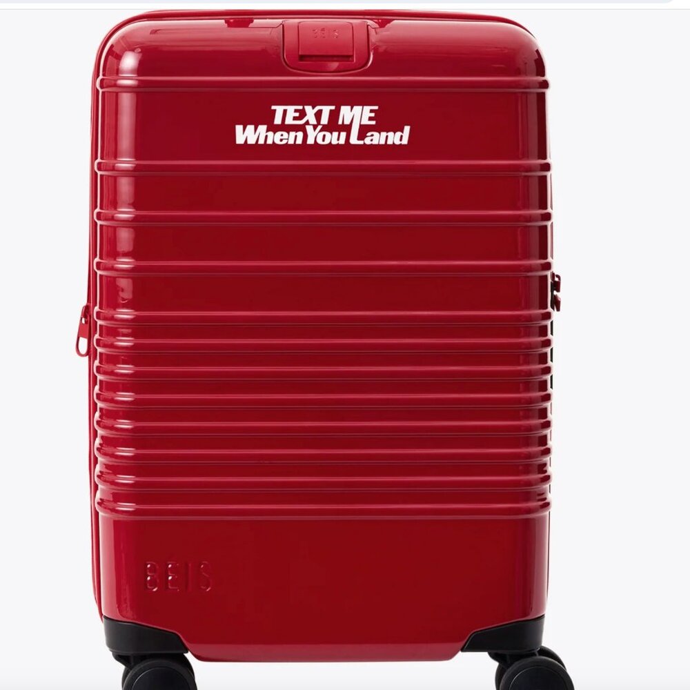 NWT Beis x Lonely Ghost Carry-On Roller 21 inch Suitcase Luggage - Text me Red -